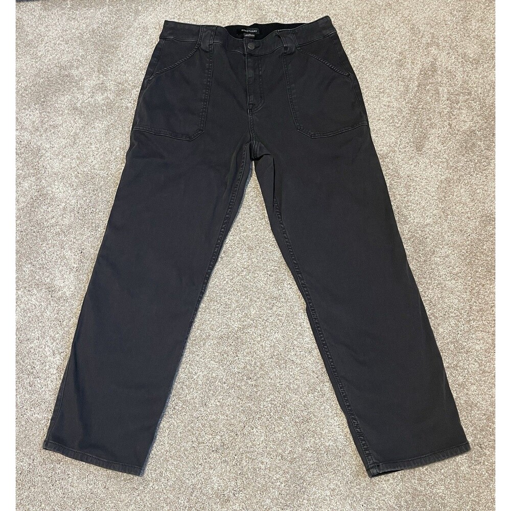 SANCTUARY JEANS Sculpted Hayden Straight Pant Dark Gray Black Stretch - Size 31